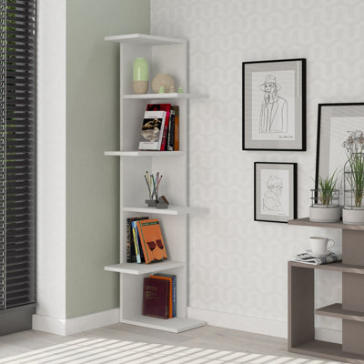 Decortie Saso Wall Mounted Corner Bookcase Display Unit - White - Image 5