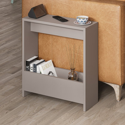 Decortie Simpi Modern Side End Table Mocha Multipurpose With Creativeness H 60Cm 2 Tier Grey