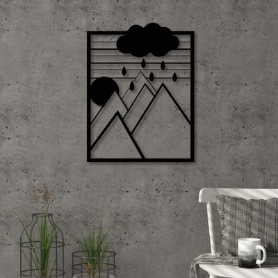 B&Q Black Decortie Modern Metal Wall Art Dreamer Home Ornament Decorative Minimalist Design Hanging Wall Sculpture,