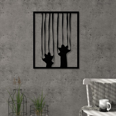 B&Q Decortie Modern Metal Wall Art Scratch Home Ornament Decorative Minimalist Design Hanging Wall Sculpture, Black