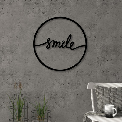 Decortie Metal Wall Art - Black - Smile Theme - 46cm - Image 6