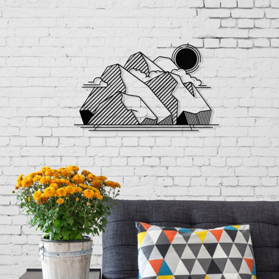 Decortie Black View No.18 Modern Metal Wall Art Home Decorative Minimalist Hanging Wall Sculpture, - Metal - Image 5