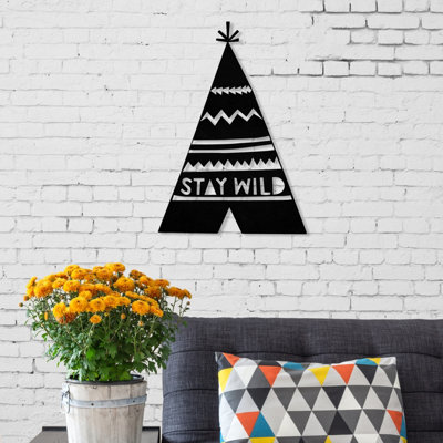 Decortie Black Metal Modern Stay Wild Wall Art - Minimalist Design - 49cm - Image 4