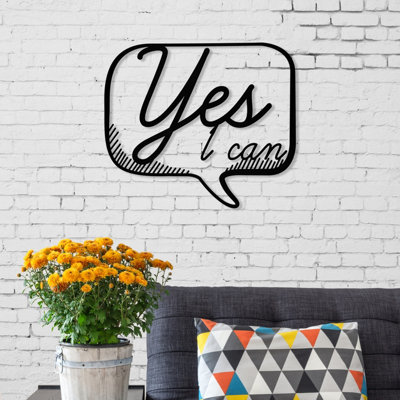 Rackhams Black Modern "Yes" Metal Wall Art Hanging Ornament - Metal - Image 4