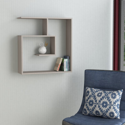 Decortie Grey Laby Modern Floating Shelf Mocha Tall 79Cm