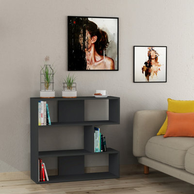 Decortie Molly Modern Bookcase Shelving Unit Display Unit No.1 Anthracite Grey Short 89Cm from B&Q