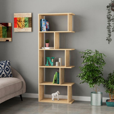 Decortie Tapi Modern Bookcase Display Unit Natural Oak Effect Tall 159Cm