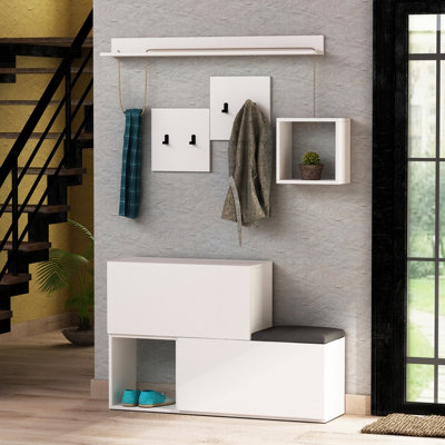 B&Q -  Holdon Modern Hanger Coat Rack Coat Stand White
