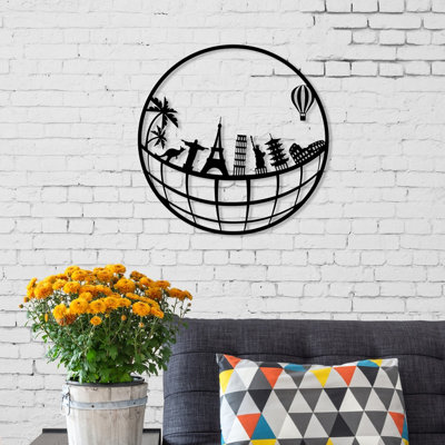 Decortie Travel Theme Wall Art Metal Decorative Object - Black - Black - Image 4