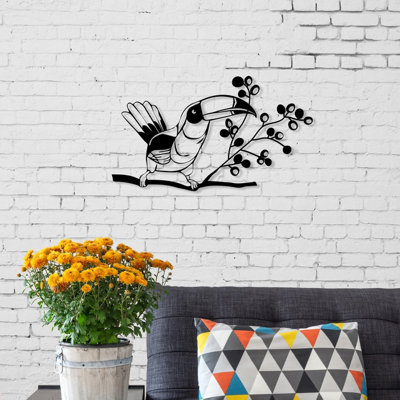 B&Q Black Decortie Modern Metal Wall Art Toucan Home Ornament Decorative Minimalist Design Hanging Wall Sculpture,