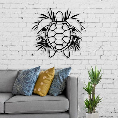 B&Q Decortie Modern Metal Wall Art Caretta Theme Home Ornament Decorative Minimalist Design Hanging Wall Sculpture, Black