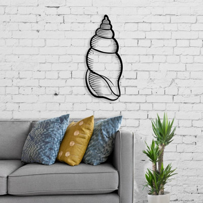  - Decortie Modern Metal Wall Art Shell Theme Home Ornament Decorative Minimalist Design Hanging Wall SculptureBlack