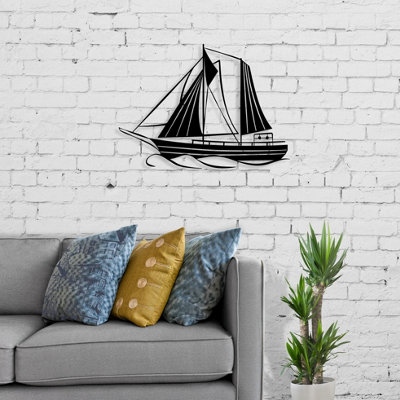  - Decortie Modern Metal Wall Art Sail Home Ornament Decorative Minimalist Design Hanging Wall SculptureBlack