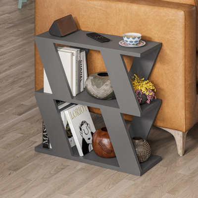 Decortie Anthracite/Grey Lazena Modern Side End Coffee Table Multipurpose H 3 Tier 55.4Cm