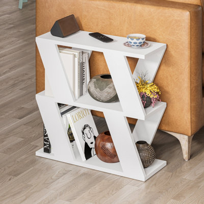 Decortie Lazena Modern 3-Tier Side TableWhiteSlim Particleboard End Table H55.4Cm from B&Q