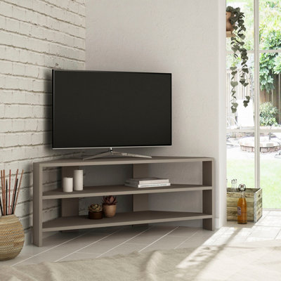 Decortie Grey Thales Corner Modern Tv Unit Multimedia Centre Mocha 110Cm