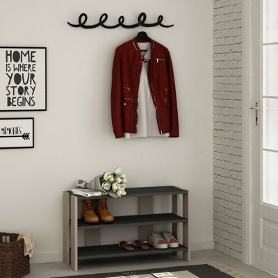 B&Q -  Tono Shoe Rack Storage Cabinet Organiser Hanger Anthracite Grey Mocha Grey
