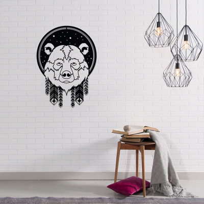 B&Q Black Decortie Modern Metal Wall Art Bear Theme Home Ornament Decorative Minimalist Design Hanging Wall Sculpture,