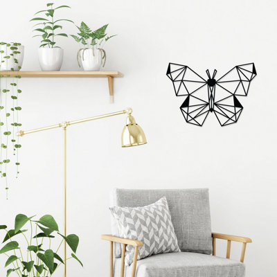  - Decortie Modern Metal Wall Art Butterfly Theme Home Ornament Decorative Minimalist Design Hanging Wall SculptureBlack