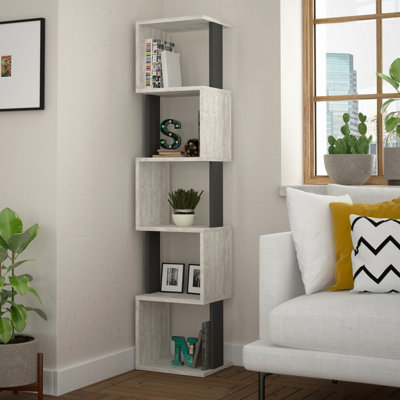 Decortie Piri Modern Five Tier Bookcase - Ancient White - Image 6