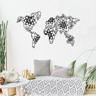 B&Q Black Decortie Modern Metal Wall Art Mandala Home Ornament Decorative Minimalist Design Hanging Wall Sculpture,
