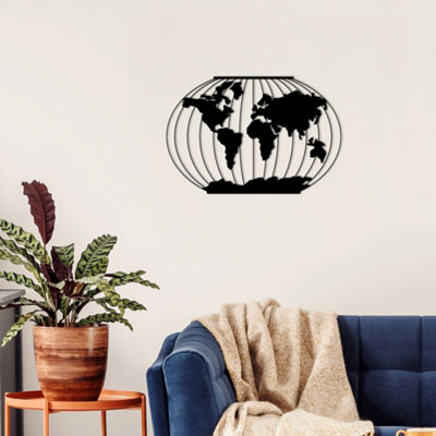  - Decortie Modern Metal Wall Art Meridian Theme Home Ornament Decorative Minimalist Design Hanging Wall SculptureBlack