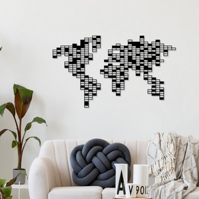 B&Q Black Decortie Modern Metal Wall Art Pixel Home Ornament Decorative Minimalist Design Hanging Wall Sculpture,