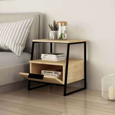 Decortie Pal Modern Bedside Table Nightstand 45Cm Multipurpose Storage Oak Bedroom H 50Cm from B&Q