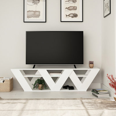 Decortie Ralla Modern Tv Unit With Shelves White 65" 158Cm from B&Q