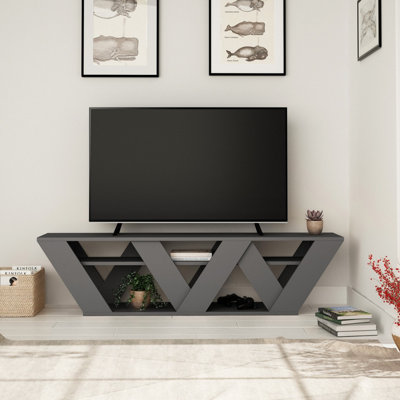 Decortie Ralla Modern Tv Unit With Shelves Anthracite Grey 65" 158Cm from B&Q