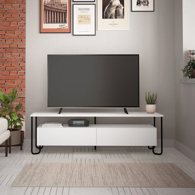 B&Q -  Cornea Modern Tv Unit Multimedia Centre White With Storage Tv Cabinet 150Cm