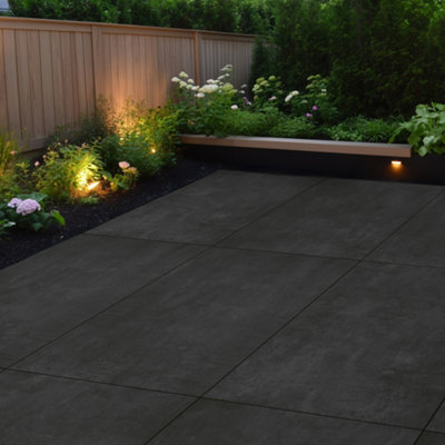 Duratile Designs River Anthracite Matt Natural Stone Effect Textured Porcelain Outdoor Floor TilePack Of 1(L)900mm (W)600mm