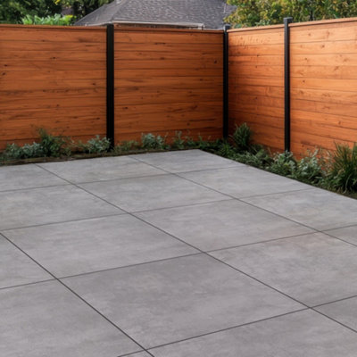 Duratile Designs Beck Grey Matt Natural Stone Effect Textured Porcelain Outdoor Floor TilePack Of 2(L)600mm (W)600mm