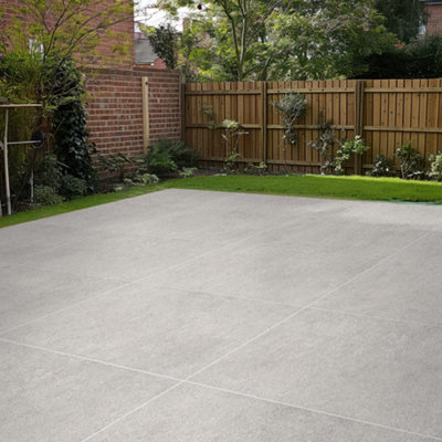 Duratile Designs Milestone Grey Matt Stone Effect Stone Effect Textured Porcelain Outdoor Floor TilePack Of 2(L)600mm (W)600mm