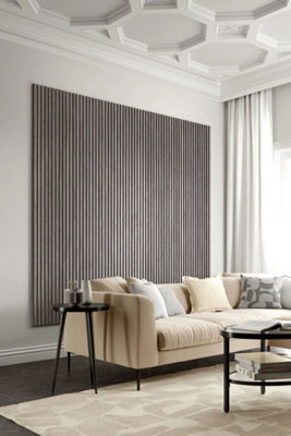  - Acoustic Slat Wall Panel Kit Mdf Grey Oak 2440mm X 600mm
