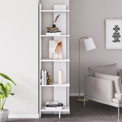 Decorotika Alis 5 Tier White Corner Bookcase - Image 4