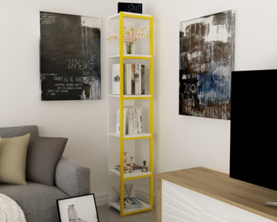 Decorotika Texas 5-Tier Bookcase Shelving Unit White & Yellow from B&Q