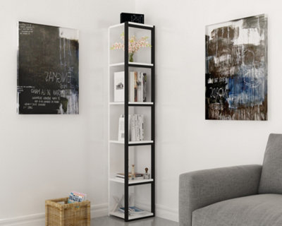 Decorotika Texas 5 Shelf Bookshelf Metal/Melamine White/Black - Image 5