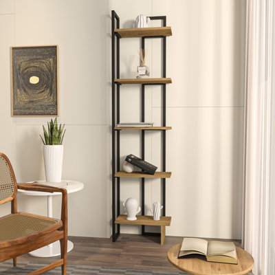 Decorotika Alice Corner Bookcase With Metal Frame