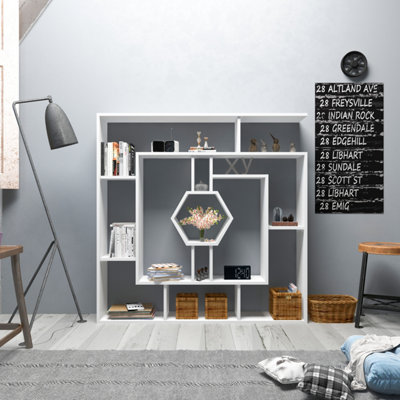 Decorotika Labrina Geometric Design Bookcase White from B&Q