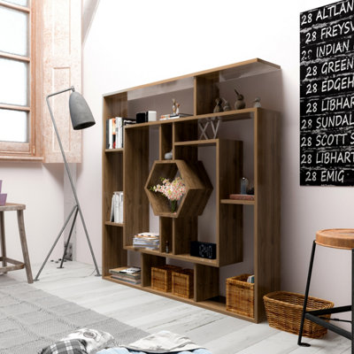 Decorotika Labrina Geometric Design Bookcase White from B&Q