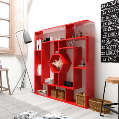 Decorotika Labrina Geometric Design Bookcase Red from B&Q