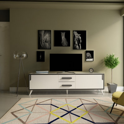 Decorotika TV Unit - White/Anthracite - 160cm Width - Image 4