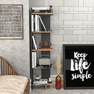 Decorotika Alica 5-Tier Corner Bookshelf - Black And Oud - Image 4