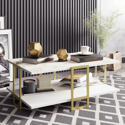 Decorotika Polka Marble Effect Coffee Table White Marble Effect from B&Q