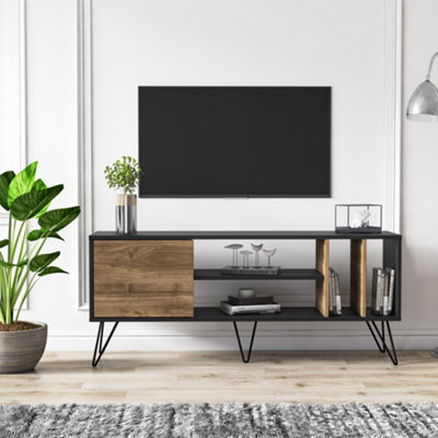 Decorotika Miranda Tv Unit - Black And Walnut - Image 5