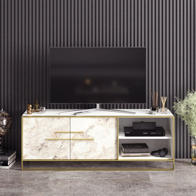 Decorotika Polka Tv Stand Tv Unit For Tvs Up To 72 Inch Gold