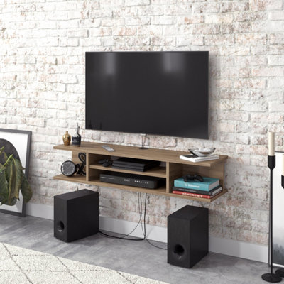 Decorotika Pivot Floating Tv Stand Tv Unit For Tvs Up To 50 Inch Oak