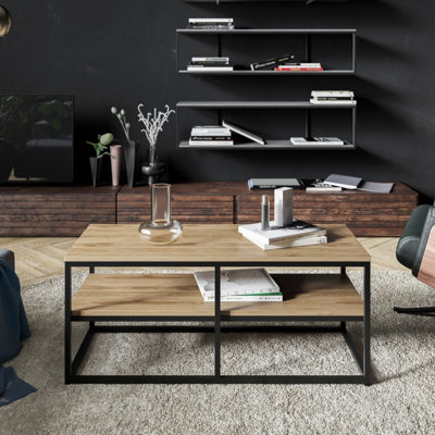 B&Q -  Modern Forteus Coffee Table Oud Oak&black