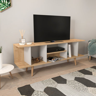 Decorotika Akya Tv Stand Tv Unit For Tvs Up To 65 Inch Sapphire Oak White from B&Q
